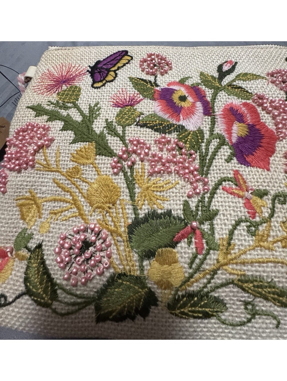 3AM Forever Embroidered Floral Butterfly Clutch Crossbody Bag Beaded NWT - Picture 2 of 7